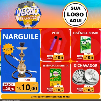 Modelo de Rede Social para Feed Facebook com o tema Verão de Ofertas para Tabacaria
