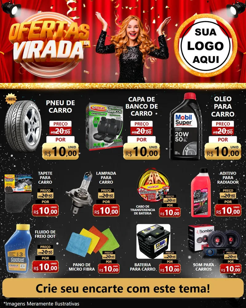 Modelo de Rede Social para Feed Instagram com o tema Ofertas da Virada para Auto peças