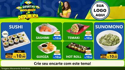 Modelo de TV para TV Horizontal com o tema Ofertas Proclamação da República para Comida japonesa
