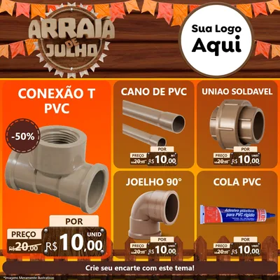 Modelo de Rede Social para Feed Facebook com o tema Arraiá de Julho - Junina para Tubos e conexões