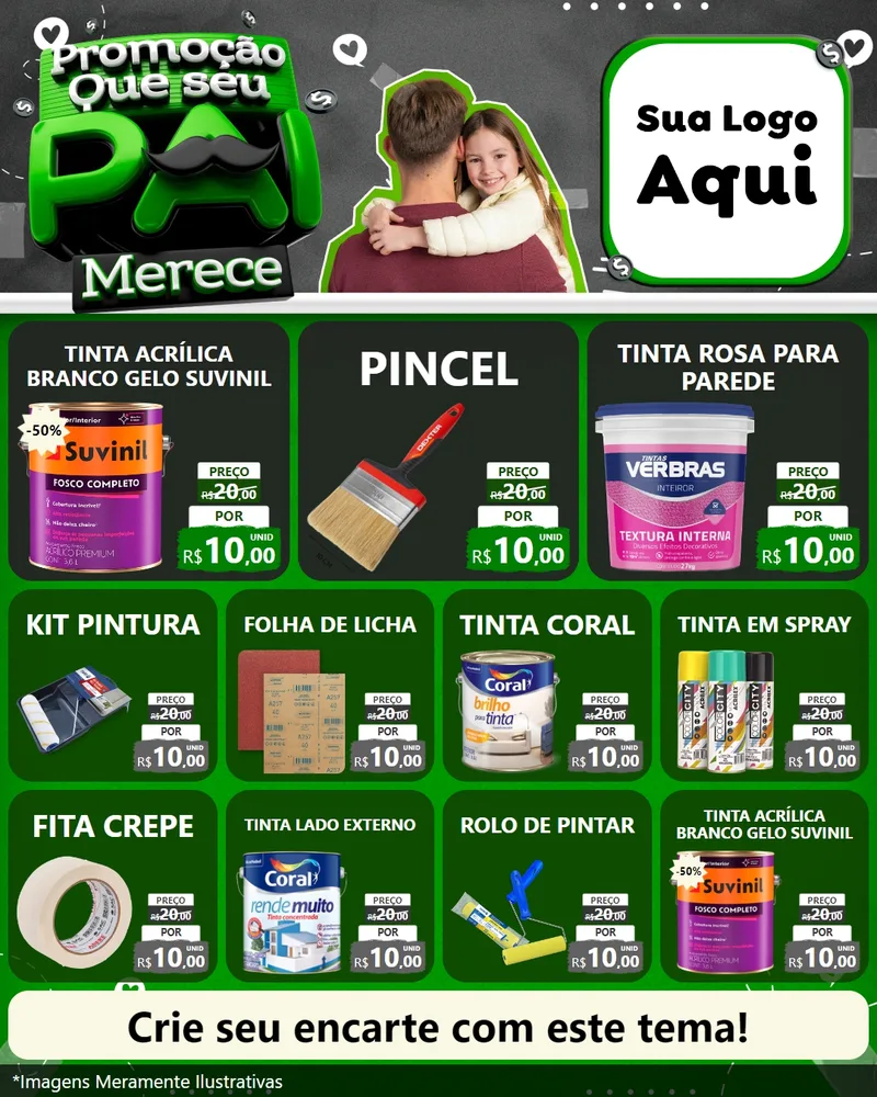 Modelo de Rede Social para Feed Instagram com o tema Promoção Que seu Pai Merece para Tintas e Ferramentas