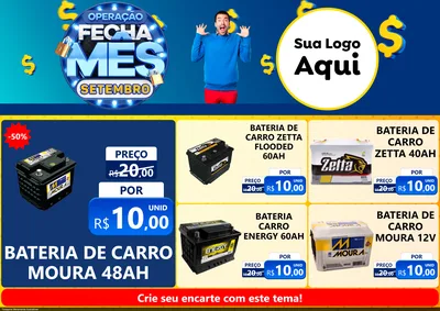 Modelo de Encarte para Encarte A4 Horizontal com o tema Operação Fecha Mês Setembro para Baterias Elétricas