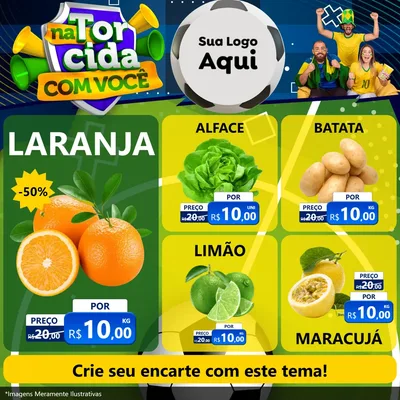 Modelo de Rede Social para Feed Facebook com o tema Na Torcida Com Você - Copa para Hortifrúti