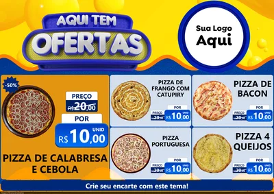 Modelo de Encarte para Encarte A4 Horizontal com o tema Aqui Tem Ofertas para Pizzaria