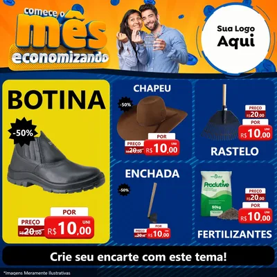 Modelo de Rede Social para Feed Facebook com o tema Comece O Mês Economizando para Agropecuária