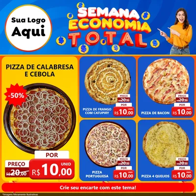 Modelo de Rede Social para Feed Facebook com o tema Semana Economia Total para Pizzaria