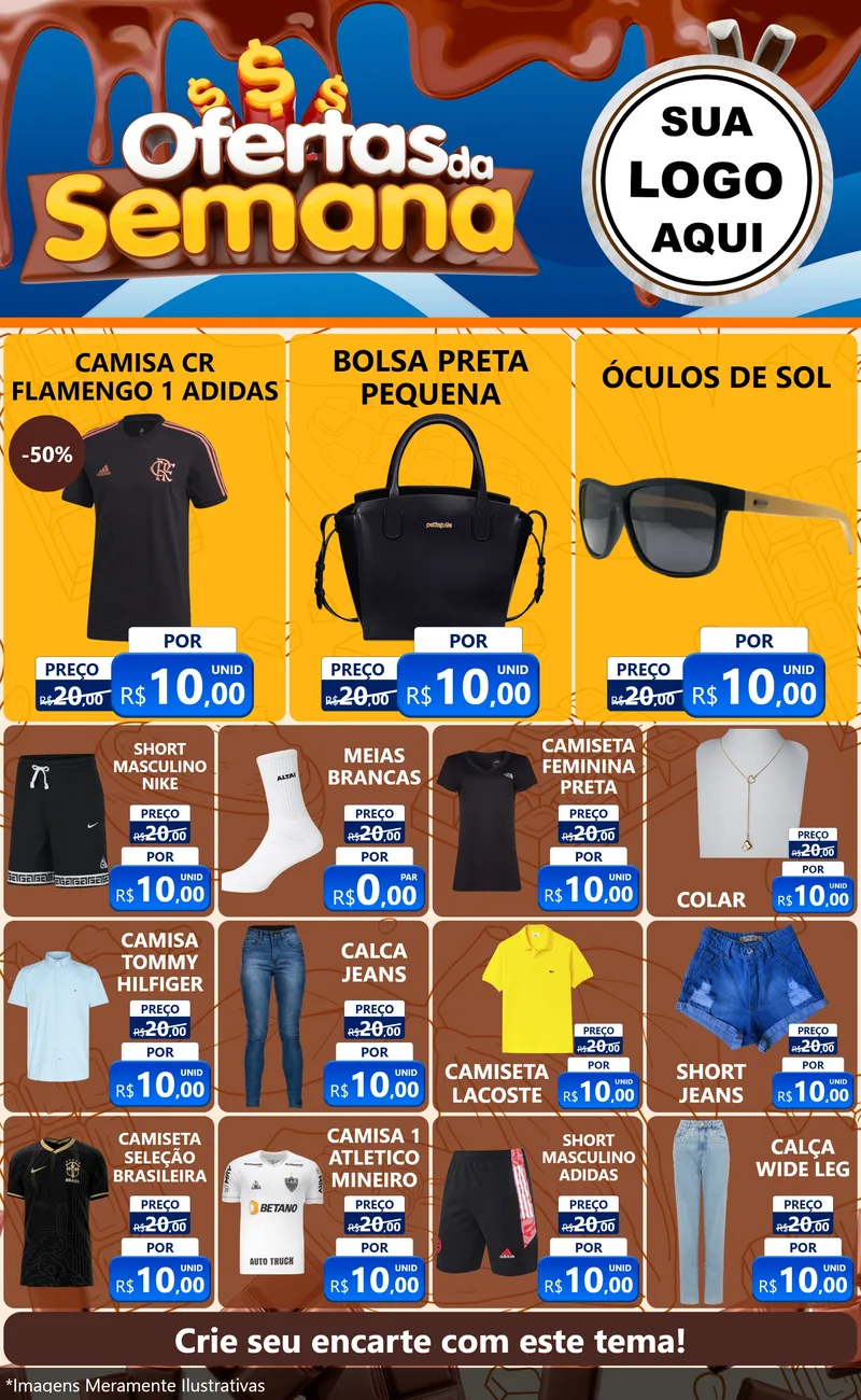 Modelo de Encarte para Encarte Grande com o tema Ofertas da Semana - Páscoa para Roupas e acessórios