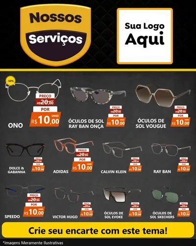 Modelo de Rede Social para Feed Instagram com o tema Nossos Serviços para Óticas
