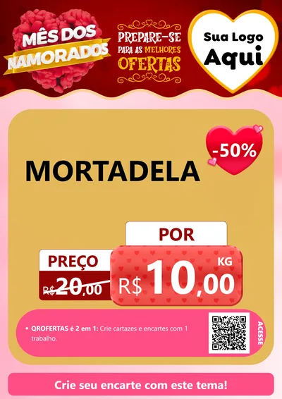 Modelo de Cartaz para Cartaz A4 Vertical com o tema Mês dos Namorados para Frios e Laticínios