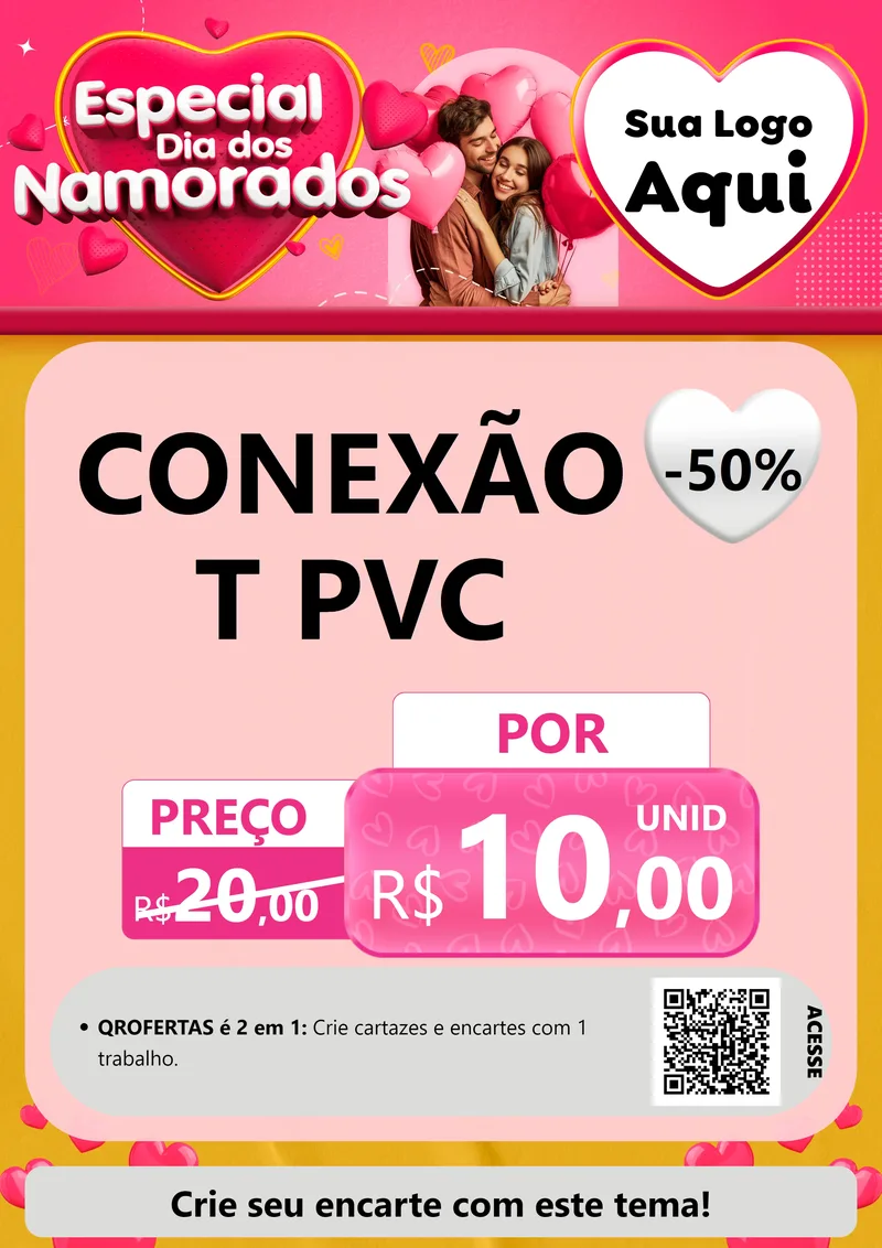 Modelo de Cartaz para Cartaz A4 Vertical com o tema Especial Dia dos Namorados para Tubos e conexões