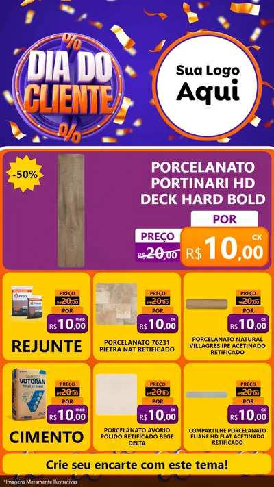 Modelo de Rede Social para Stories com o tema Dia do Cliente para Pisos e revestimentos