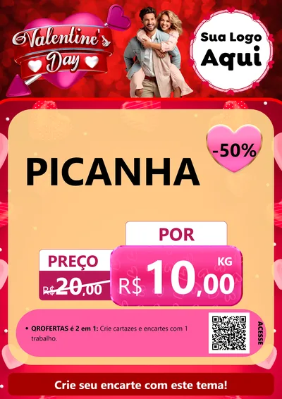 Modelo de Cartaz para Cartaz A4 Vertical com o tema Valentine's Day para Açougue