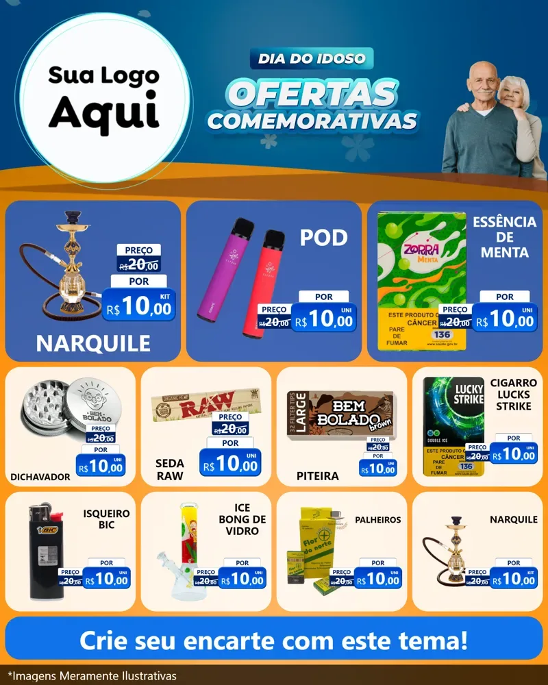 Modelo de Rede Social para Feed Instagram com o tema Dia do Idoso para Tabacaria