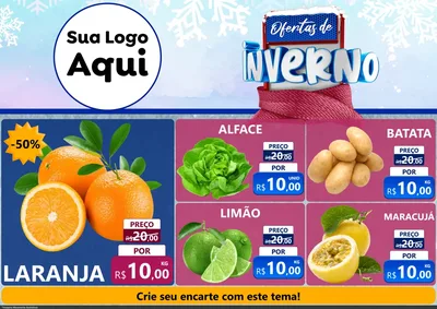 Modelo de Encarte para Encarte A4 Horizontal com o tema Ofertas de Inverno para Hortifrúti