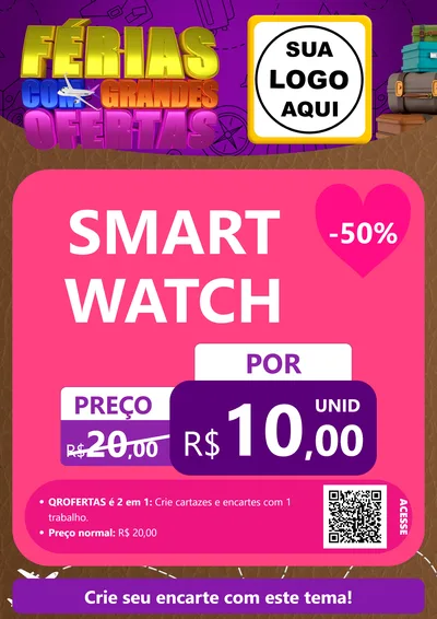 Modelo de Cartaz para Cartaz A4 Vertical com o tema Férias com Grandes Ofertas para Informática