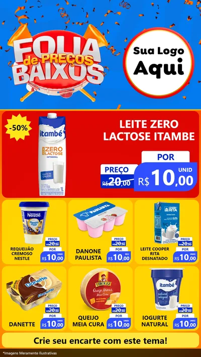 Modelo de Rede Social para Stories com o tema Folia de Preços Baixos para Frios e Laticínios