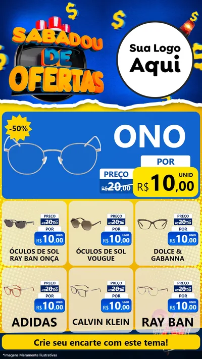 Modelo de Rede Social para Stories com o tema Sabadou de Ofertas para Óticas