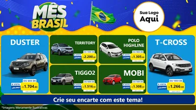 Modelo de TV para TV Horizontal com o tema Mês do Brasil para Concessionaria de Carros