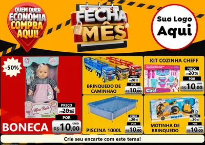 Modelo de Encarte para Encarte A4 Horizontal com o tema Fecha Mês para Brinquedos