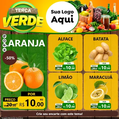 Modelo de Rede Social para Feed Facebook com o tema Terça Verde para Hortifrúti