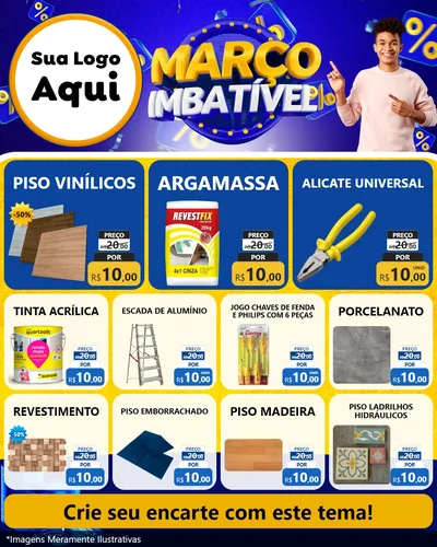 Modelo de Rede Social para Feed Instagram com o tema Março Imbatível para Material para Construção