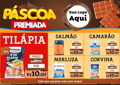Modelo de Encarte para Encarte A4 Horizontal com o tema Páscoa Premiada para Peixaria