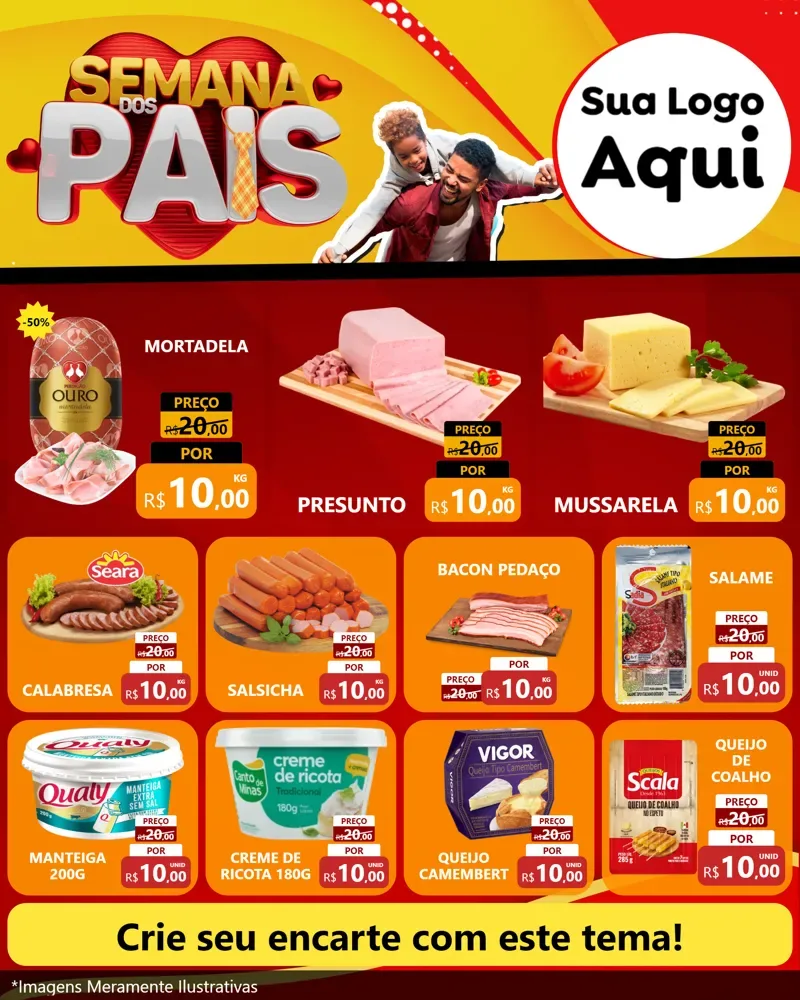 Modelo de Rede Social para Feed Instagram com o tema Semana Dos Pais para Frios e Laticínios