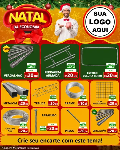 Modelo de Rede Social para Feed Instagram com o tema Natal da Economia para Ferragens