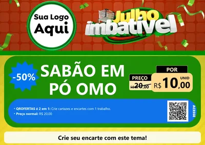 Modelo de Cartaz para Cartaz A4 Horizontal com o tema Julho Imbatível para Produtos de Limpeza