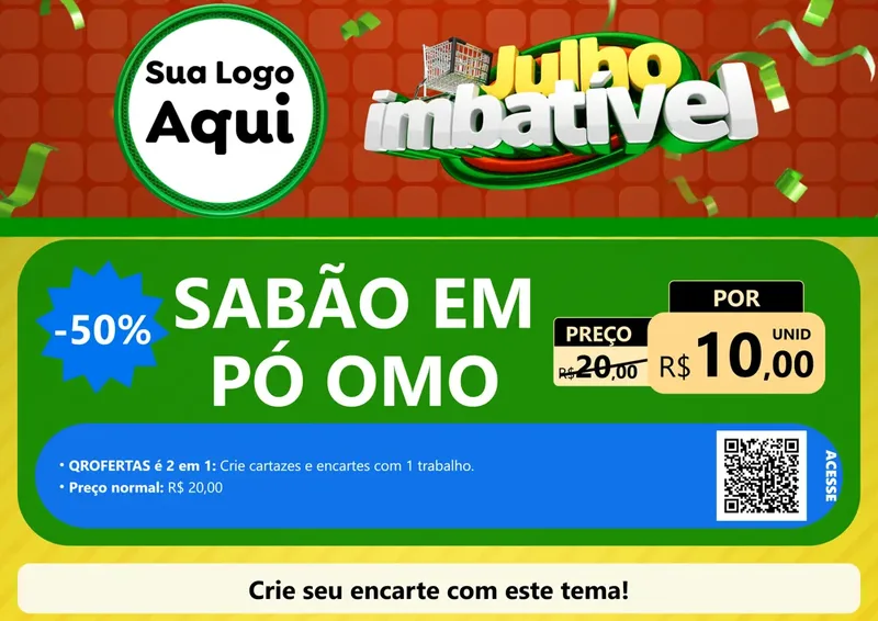 Modelo de Cartaz para Cartaz A4 Horizontal com o tema Julho Imbatível para Produtos de Limpeza