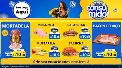 Modelo de TV para TV Horizontal com o tema Mês do Consumidor para Frios e Laticínios