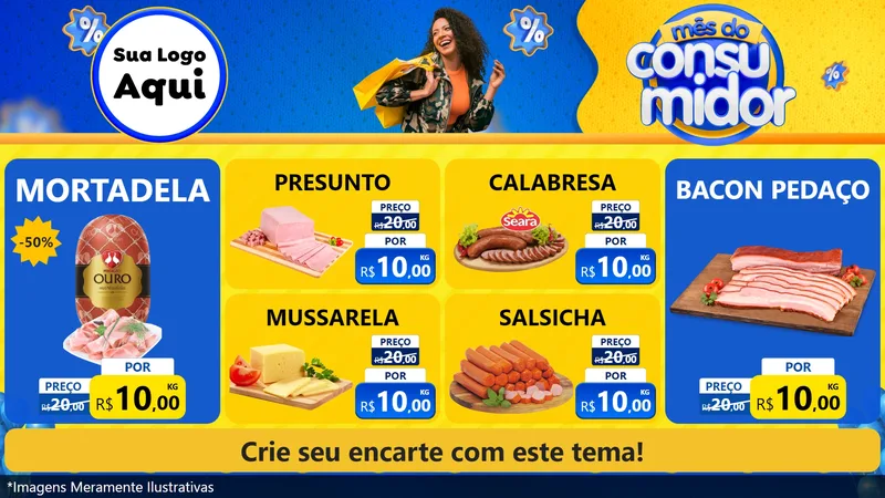 Modelo de TV para TV Horizontal com o tema Mês do Consumidor para Frios e Laticínios