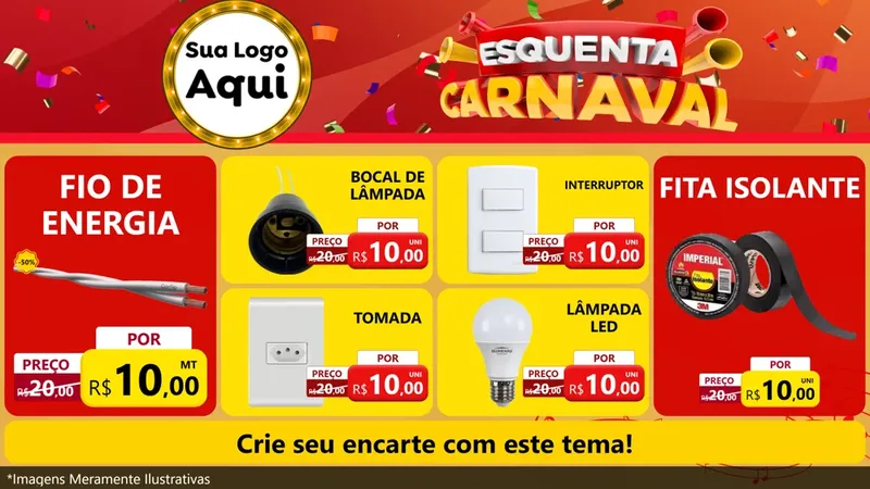 Modelo de TV para TV Horizontal com o tema Esquenta Carnaval para Materiais Elétricos