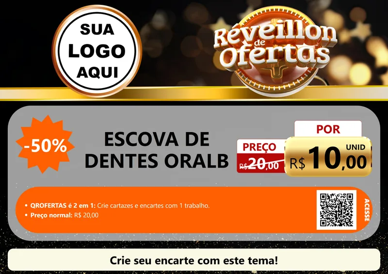 Modelo de Cartaz para Cartaz A4 Horizontal com o tema Réveillon de Ofertas para Higiene Pessoal