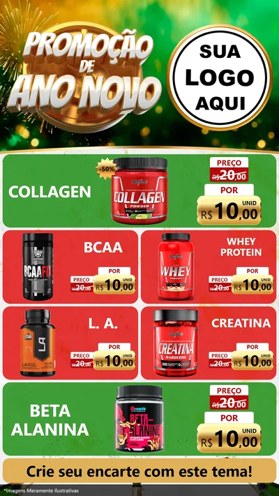 Modelo de TV para TV Vertical com o tema Promoção de Ano Novo para Suplementos alimentares