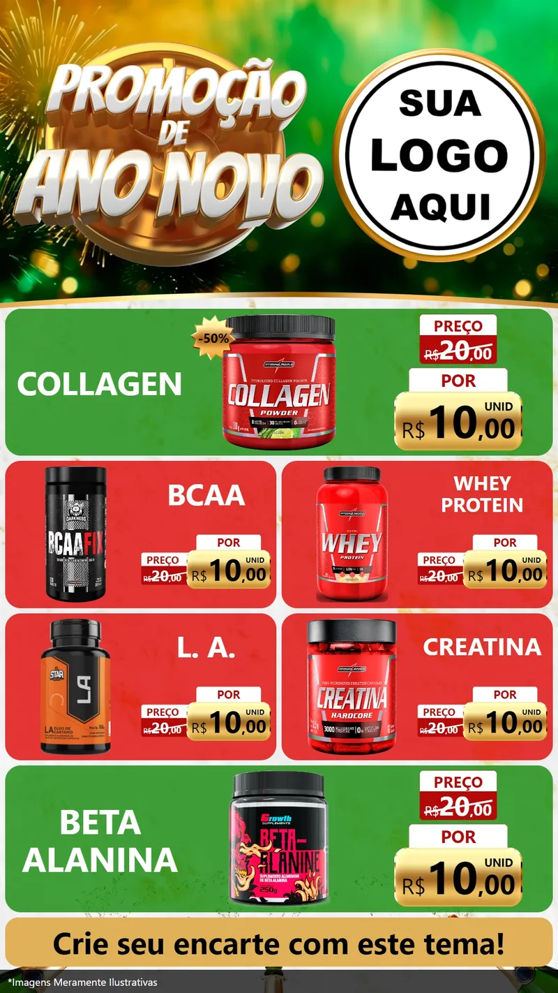Modelo de TV para TV Vertical com o tema Promoção de Ano Novo para Suplementos alimentares