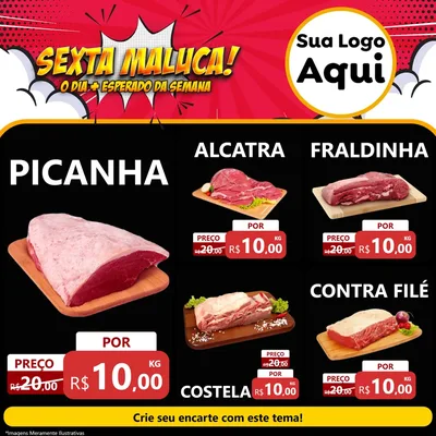 Modelo de Rede Social para Feed Facebook com o tema Sexta Maluca! para Açougue