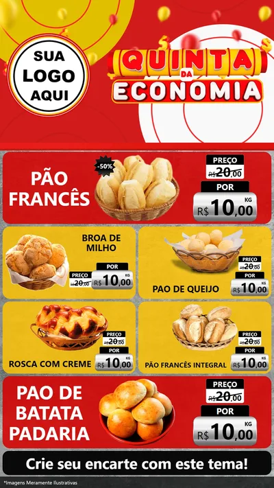 Modelo de TV para TV Vertical com o tema Quinta da Economia para Padaria
