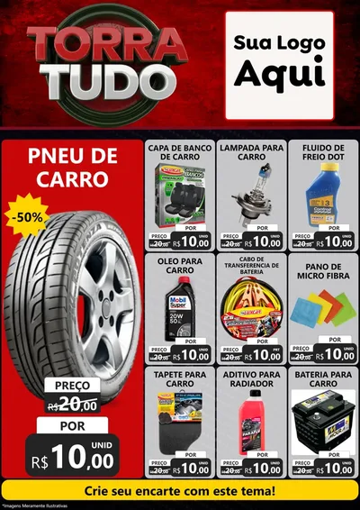 Modelo de Encarte para Encarte A4 Vertical com o tema Torra Tudo para Auto peças