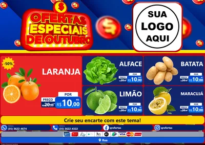 Modelo de Encarte para Encarte A4 Horizontal com o tema Ofertas Especiais de Outubro para Hortifrúti