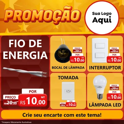 Modelo de Rede Social para Feed Facebook com o tema Promoção para Materiais Elétricos