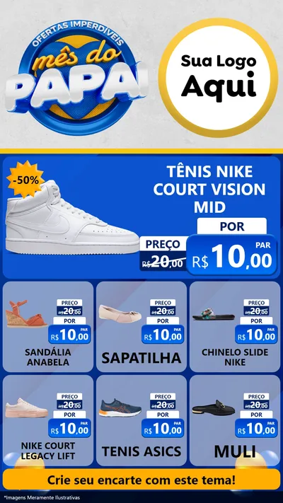Modelo de Rede Social para Stories com o tema Ofertas Imperdíveis Mês Do Papai para Calçados