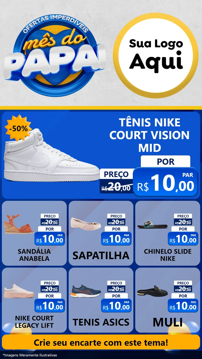 Modelo de Rede Social para Stories com o tema Ofertas Imperdíveis Mês Do Papai para Calçados