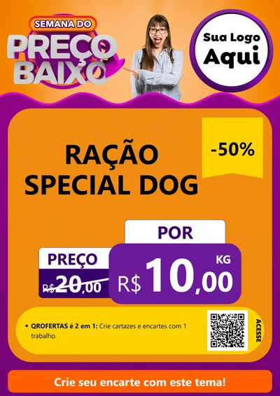 Modelo de Cartaz para Cartaz A4 Vertical com o tema Semana do Preço Baixo para Pet Shop