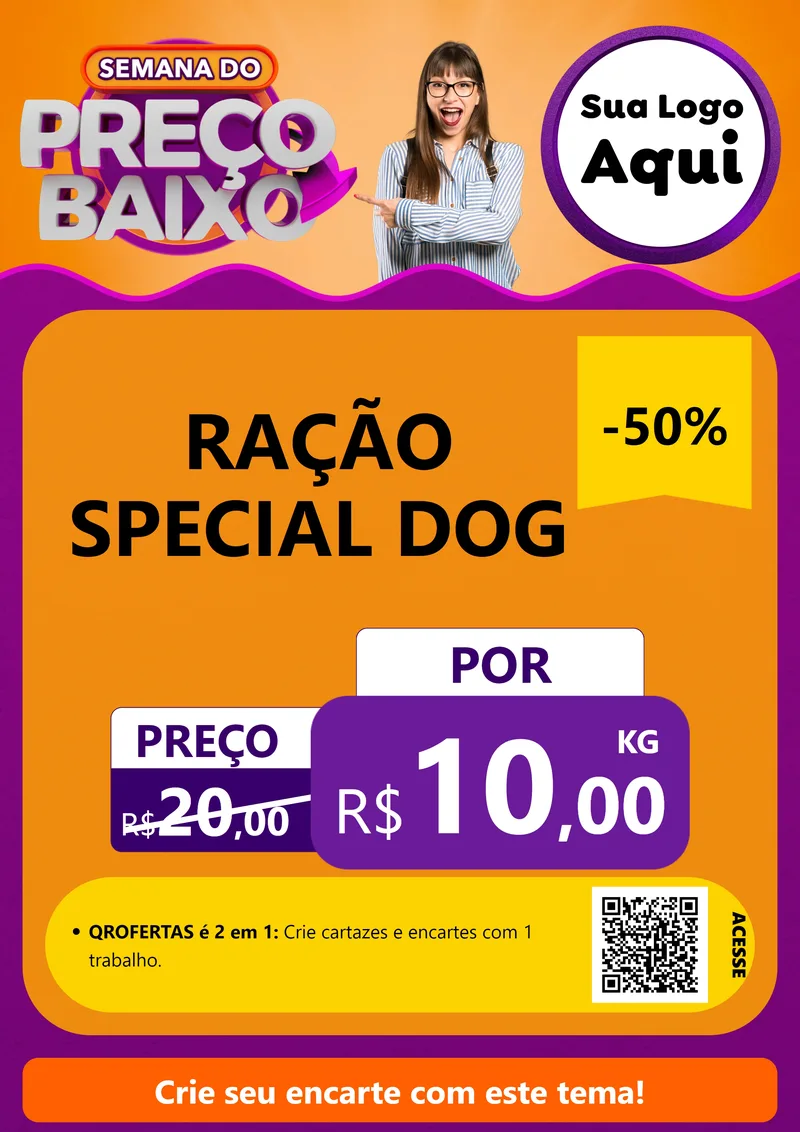 Modelo de Cartaz para Cartaz A4 Vertical com o tema Semana do Preço Baixo para Pet Shop