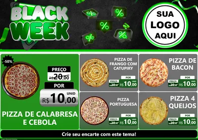 Modelo de Encarte para Encarte A4 Horizontal com o tema Black Week para Pizzaria
