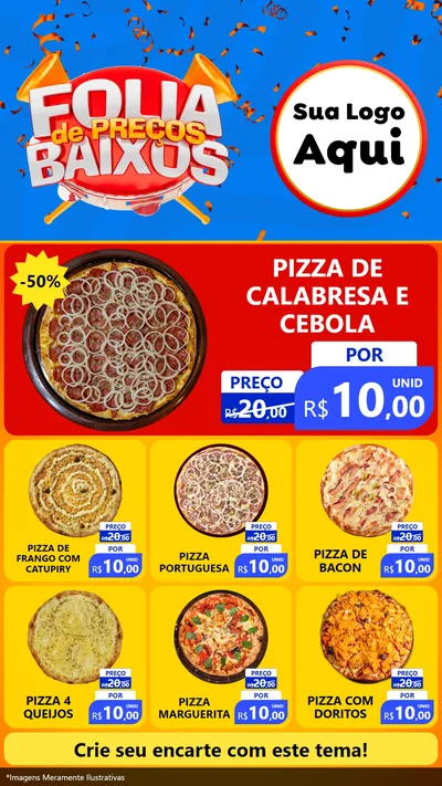 Modelo de Rede Social para Stories com o tema Folia de Preços Baixos para Pizzaria