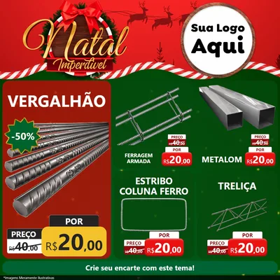 Modelo de Rede Social para Feed Facebook com o tema Natal Imperdível para Ferragens