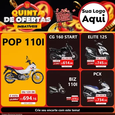 Modelo de Rede Social para Feed Facebook com o tema Quinta de Ofertas Imbatíveis para Concessionaria de Motos