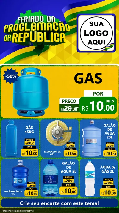 Modelo de Rede Social para Stories com o tema Feriado da Proclamação da República para Água e gás